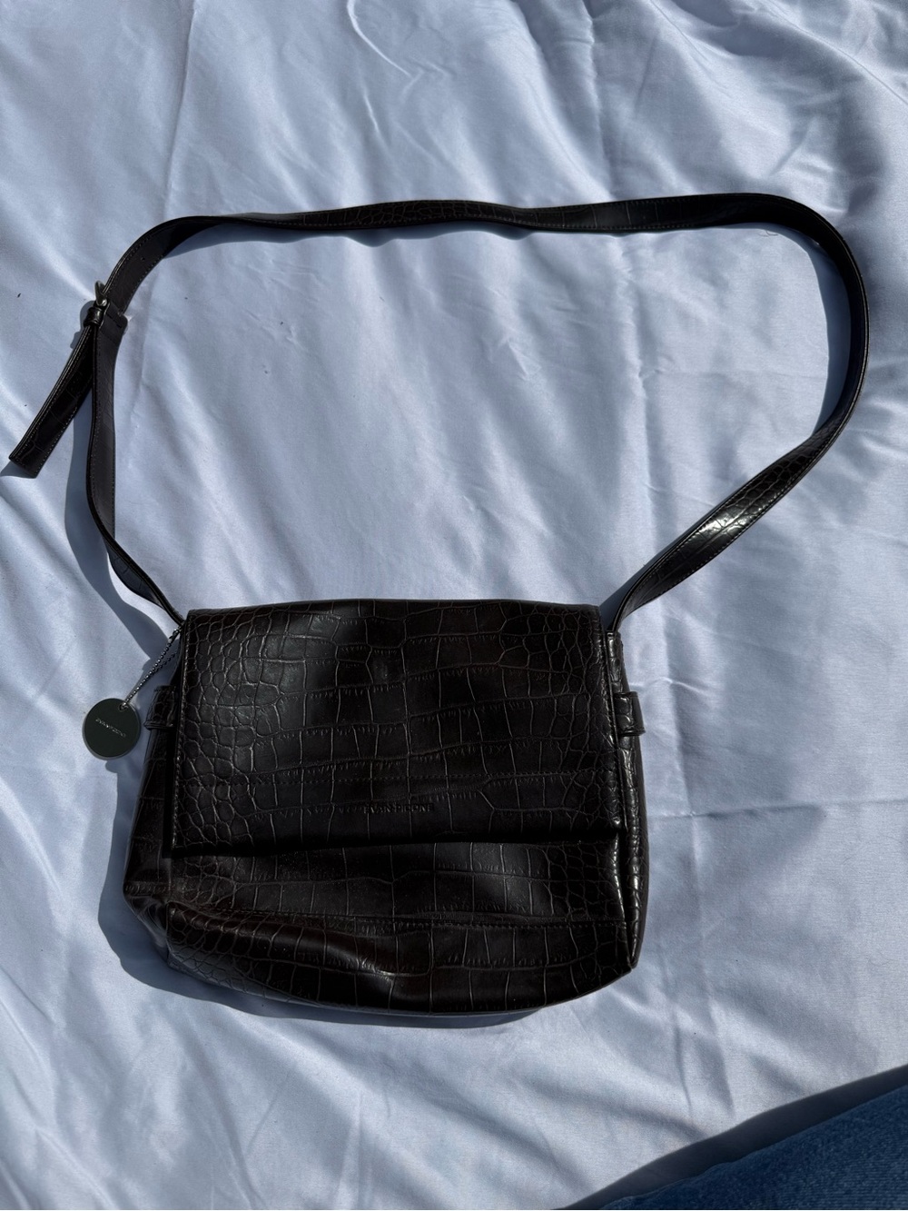 Evan Picone Brown Crocodile Skin Textured/Patterned Handbag
